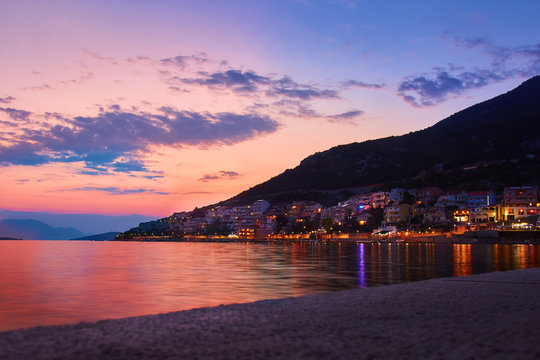 Beautiful sunset on the coast of Neum, Bosnia and Herzegovina