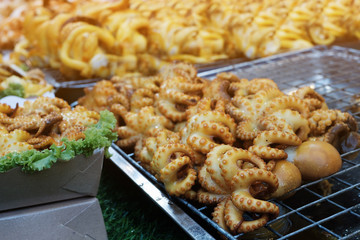 traditional grilled seafood on street foods market
