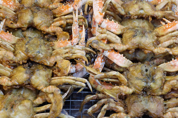 deep-fried crab meat and minced pork in crab shell, Thai food for appetizers for street food concept