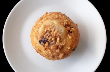 delicious muffin chocolate on white plate