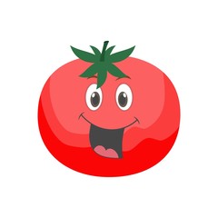 Cute vegetable tomato cartoon character isolated on white background 