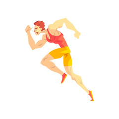 Fototapeta na wymiar Running man, sportsman character in uniform, active sport lifestyle vector Illustration on a white background