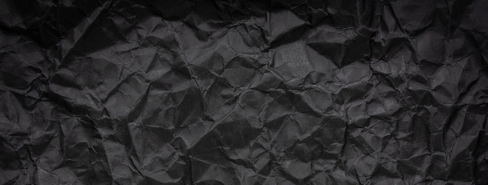 Ragged Crumpled Dark Black Paper Texture Background