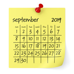 September 2019 Calendar.