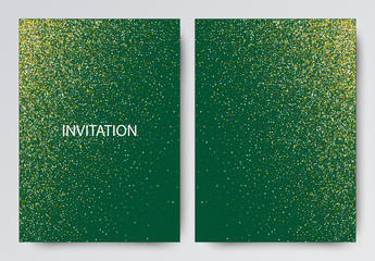 Two template design of invitation with gold sequin.