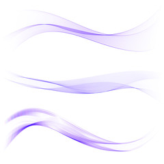 Abstract blue color wave design element. Set Blue wave