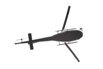 helicopter isolated on white. view from below
