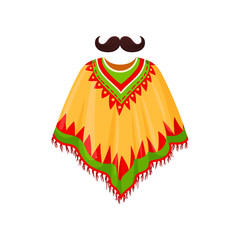 Poncho and moustache, symbols of Mexico vector Illustration on a white background