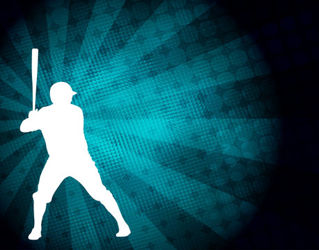 baseball player silhouette on the abstract background - vector