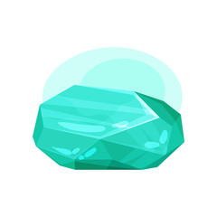 Flat vector icon of green gemstone. Precious stone. Luxury souvenir. Element for mobile or computer game asset