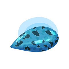 Flat vector icon of spotted blue stone. Glossy precious gemstone. Element for promo poster or flyer of jewelry store