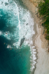 Aerial view of a rocky beach