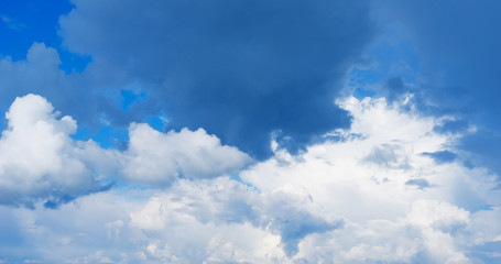 Blue sky background with clouds. Close up.