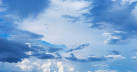 Blue sky background with clouds. Close up.