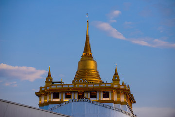 Fototapeta premium The Golden Mount at Wat Saket, Travel Landmark of Bangkok THAILAND