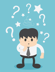 Businessmen are confused and have question marks.