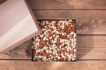 A box of nuts and dried fruits.