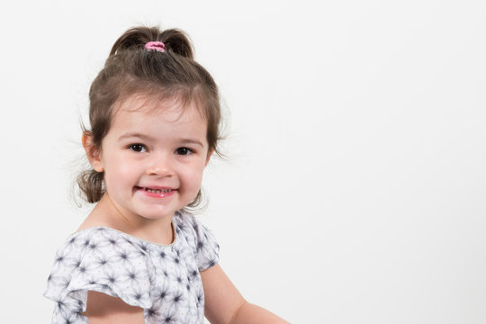 Portrait of cute emotional beautiful little girl Isolated on white background