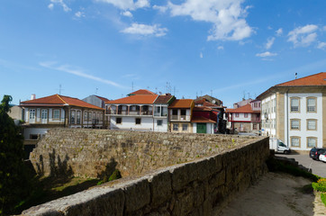 Wall and houses, Chaves. Portugal