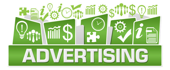 Advertising Business Symbols On Top Green 