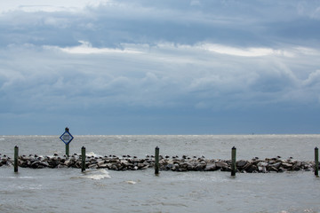 stormy sky over the Chesapeake Bay in North Beach Calvert County Southern Maryland USA