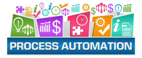 Process Automation Business Symbols On Top Colorful 