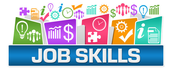 Job Skills Business Symbols On Top Colorful 