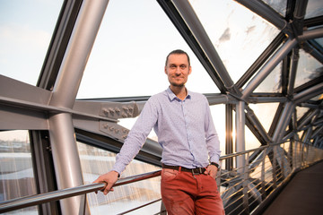 man standing in a corridor 