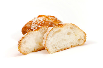 Freshly sliced baked bread
