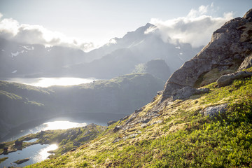 Beautiful Freshwater lakes of Lofoten Islands, Norway