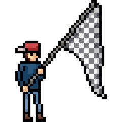 Fototapeta premium vector pixel art finish flag