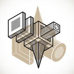 3D engineering vector, abstract shape made using cubes and geometric forms.