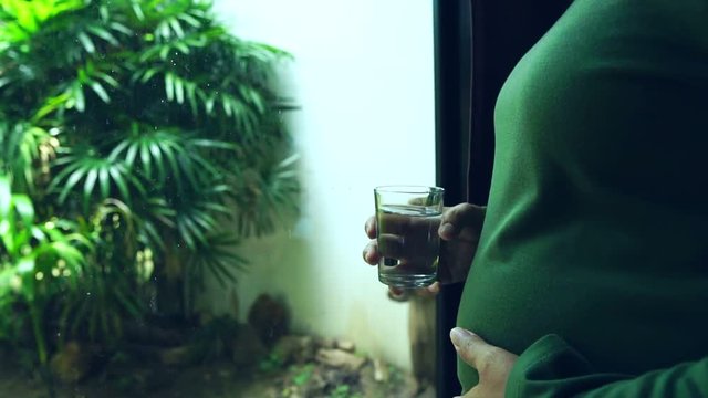 Slow Motion: Pregnant women drink to the health of children in the womb footage