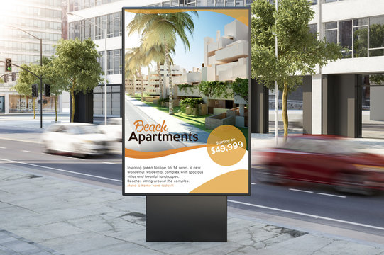 real estate poster billboard on city street