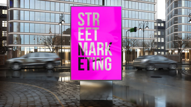 street marketing advertisement on billboard on city downtown