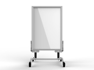 Blank metal frame double sided portable Sidewalk Outdoor Sign holder stand. 3d render illustration.