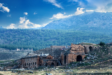 Fototapeta premium Ancient amphitheater in Hierapolis, Denizli Turkey