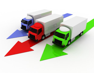 3d car truck leader of delivery concept . 3d rendered illustration