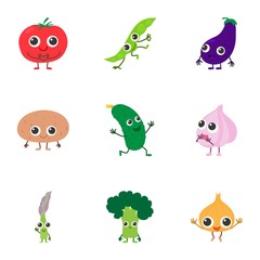 Vegetable garden mix icons set. Cartoon set of 9 vegetable garden mix vector icons for web isolated on white background