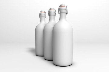 Blank bottles with cork. 3D