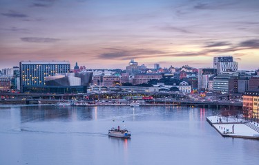 Naklejka premium Stockholm. Image of Stockholm, Sweden during twilight blue hour