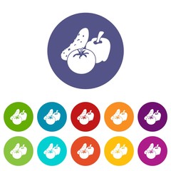 Vegetables food icons color set vector for any web design on white background