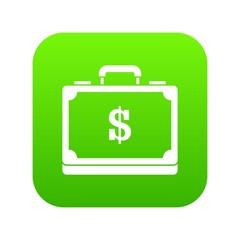 Briefcase full of money icon digital green for any design isolated on white vector illustration