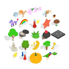 Beast world icons set. Isometric set of 25 beast world vector icons for web isolated on white background