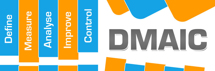 DMAIC - Define Measure Analyse Improve Control Orange Blue Abstract Shapes Horizontal 