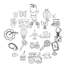 Babyhood icons set. Outline set of 25 babyhood vector icons for web isolated on white background