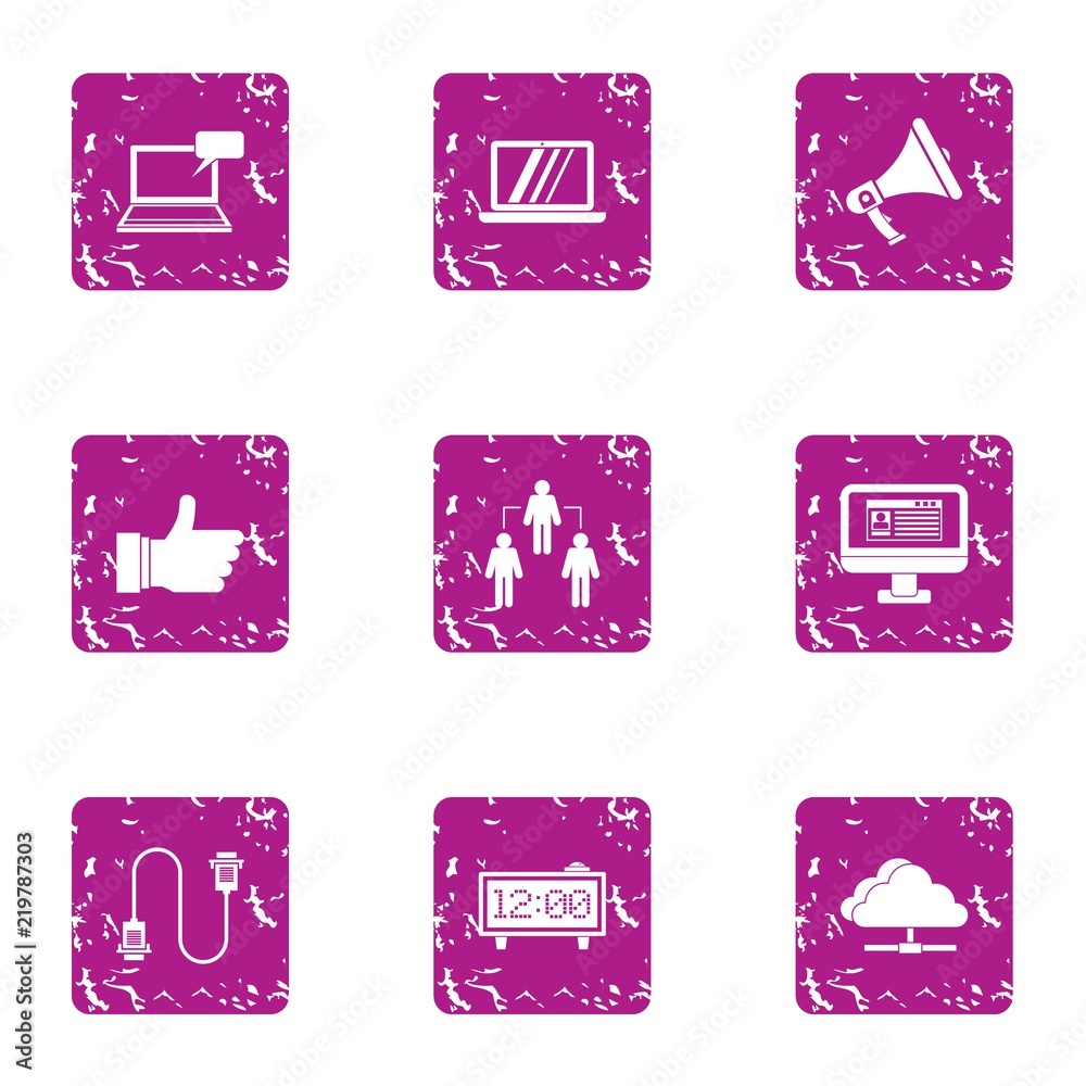 Poster between a group icons set. grunge set of 9 between a group vector icons for web isolated on white ba