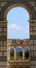Obraz premium The Great Basilica at the first Bulgarian ancient capital city of Pliska. The largest Christian cathedral in the medieval Southeastern Europe.