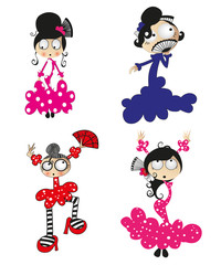 Cartoon couple of spanish flamenco dancers. Vector illustration