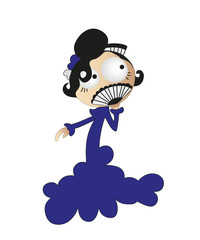 beautiful logo young woman hispanic flamenco dancer dancing flamenco.